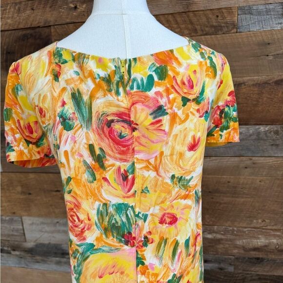 KC Spencer VNTG shift dress vivid abstact floral roses and poppies fully lined - Picture 5 of 7